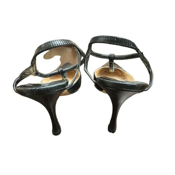 Manolo Blahnik Black Leather Pointed Toe Ankle Strap Pumps Size 36 - Picture 4 of 5